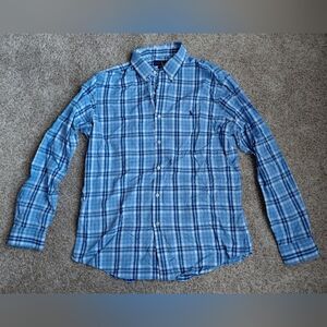 Ralph Lauren Men's Casual Button Up Blue Plaid Size XL